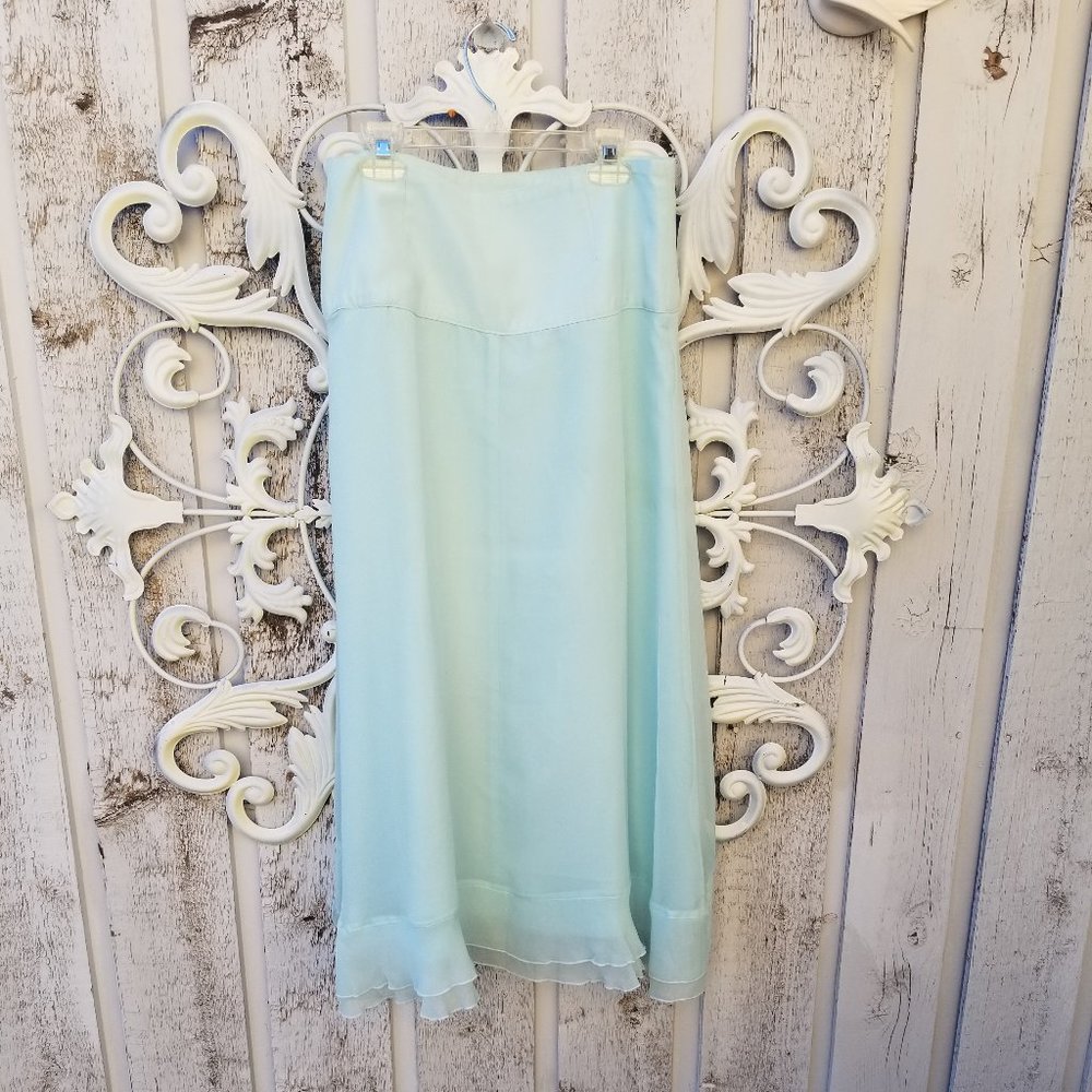 DOEN like blue Silk Flutter Ruffle Open Front Skirt - Picture 5 of 5